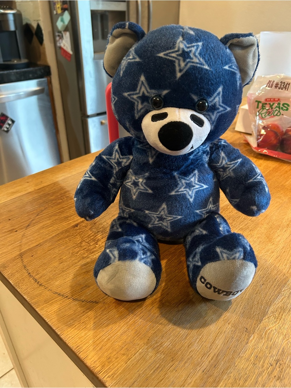 Build-A-Bear Navy Star Dallas Team Plush Bear with Gray Accents